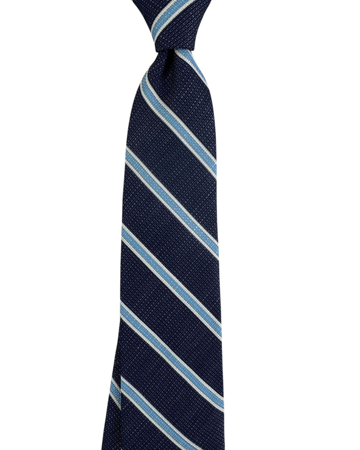 Luigi Borrelli Tie Navy Blue Light Blue Stripes