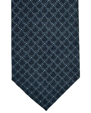 Salvatore Ferragamo Tie Black Gray Gancini - Narrow Necktie