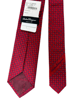 Salvatore Ferragamo Tie Bordeaux Navy Gancini - Narrow Necktie SALE