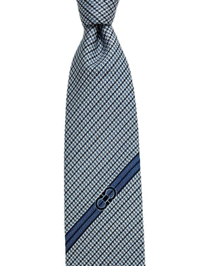 Salvatore Ferragamo Tie Houndstooth Blue