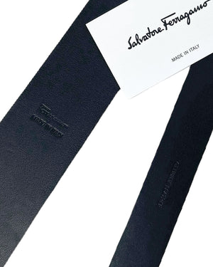 Salvatore Ferragamo Leather Square End Tie Black