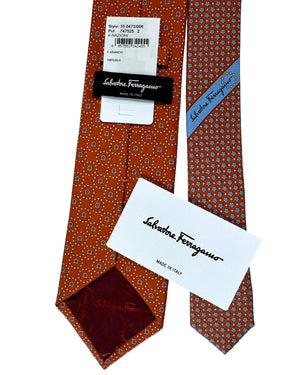 Salvatore Ferragamo Tie Rust Orange Gancini SALE