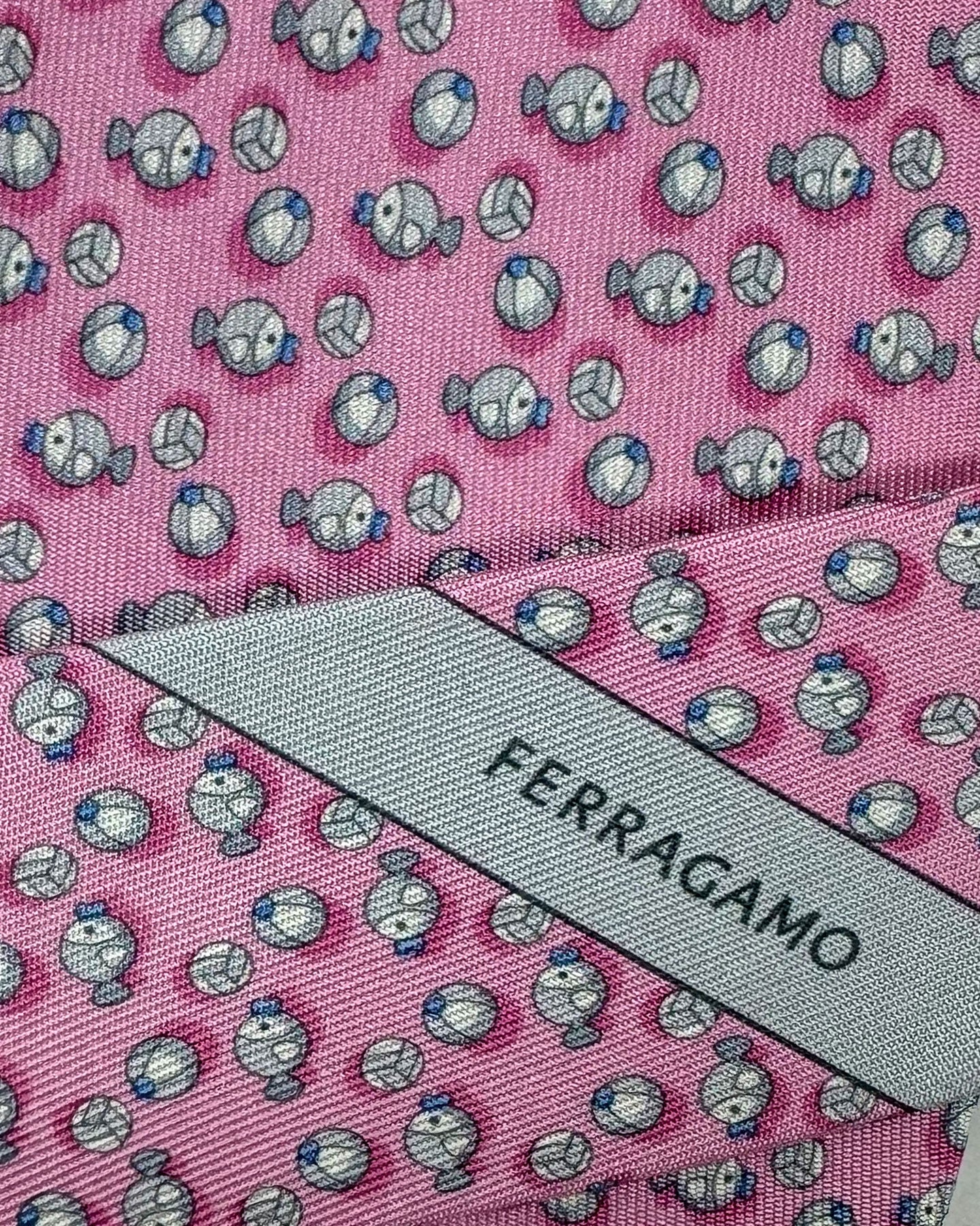 Salvatore Ferragamo Tie Pink Beach Ball & Fish - New 2024 Collection