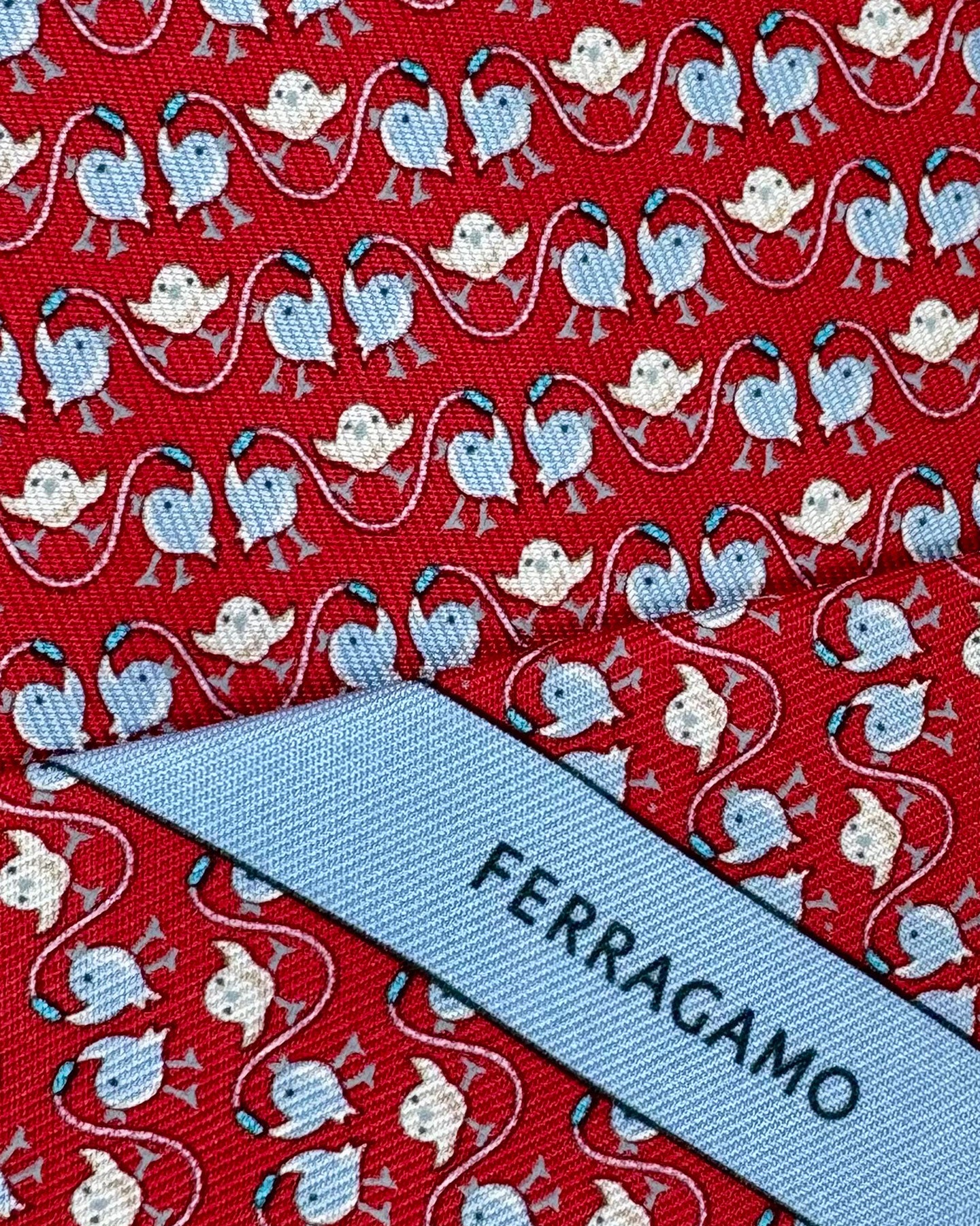 Salvatore Ferragamo Tie Maroon Bird - New 2024 Collection