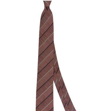 Luigi Borrelli Silk Tie Brick Red Stripes SALE