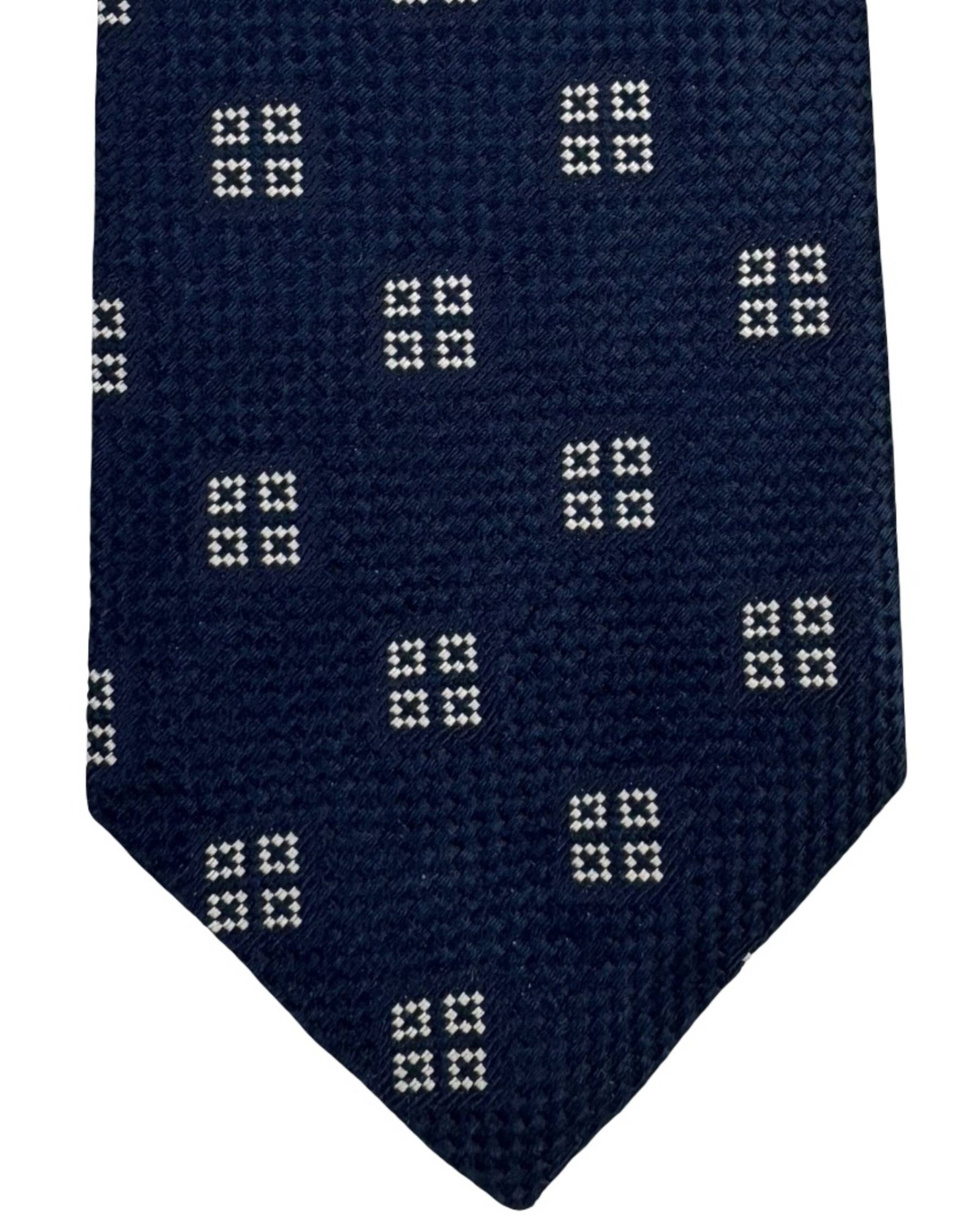Giampaolo Tie Dark Blue White Mini Squares