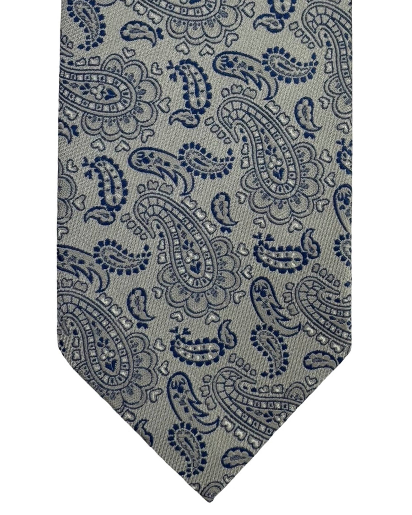 Giampaolo Tie Dark Blue Gray Paisley