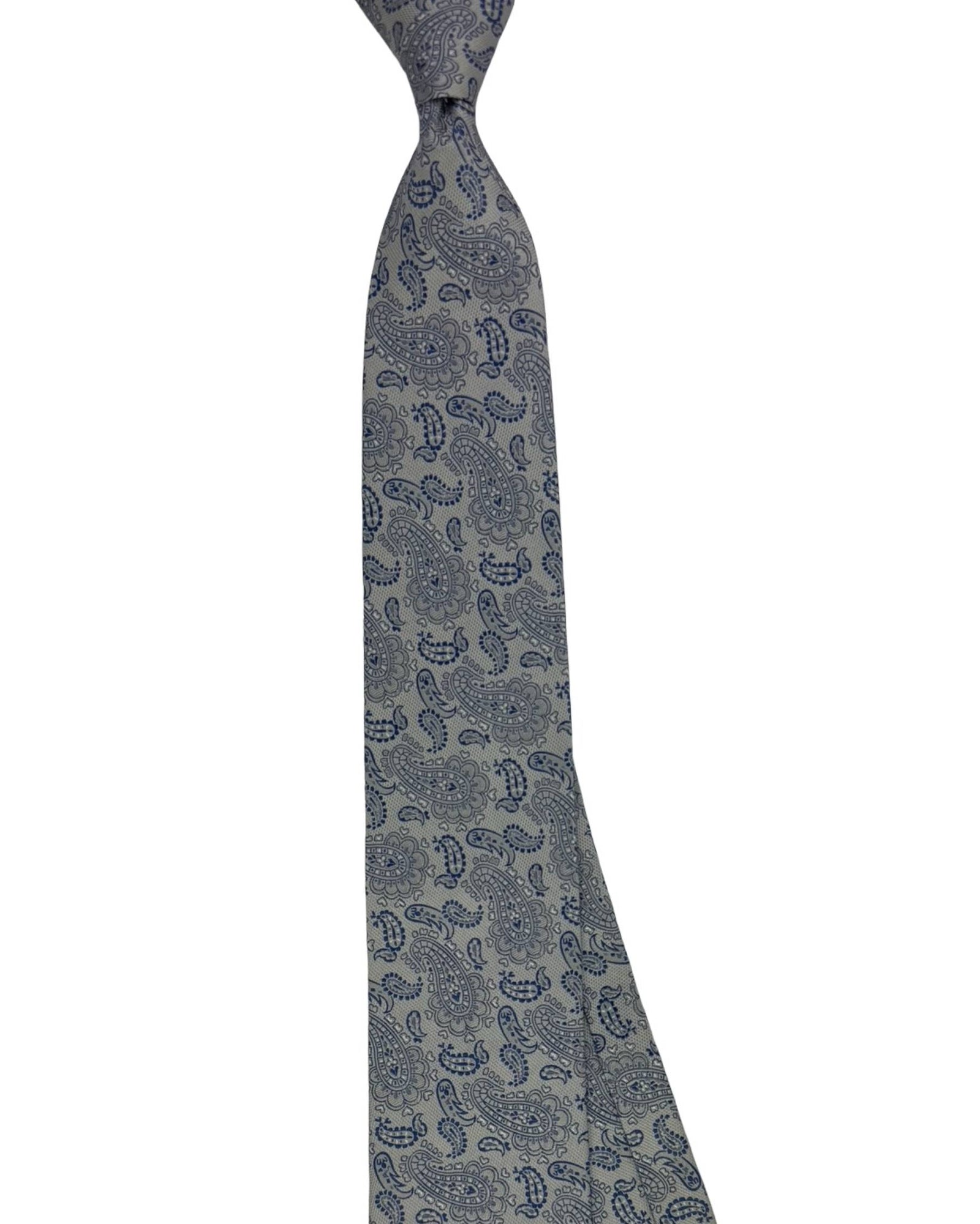 Giampaolo Tie Dark Blue Gray Paisley
