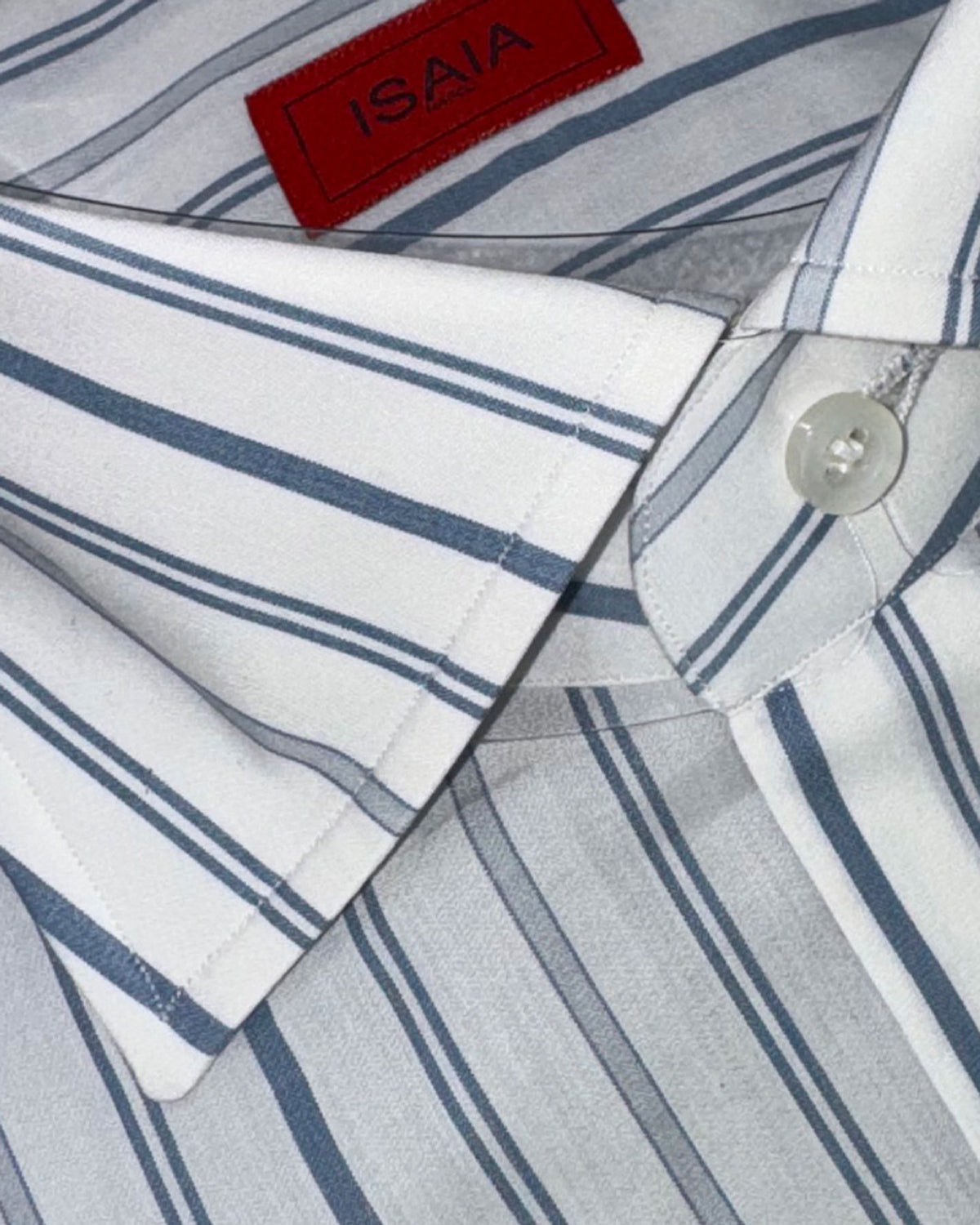 Isaia Shirt White Slate Blue Gray 