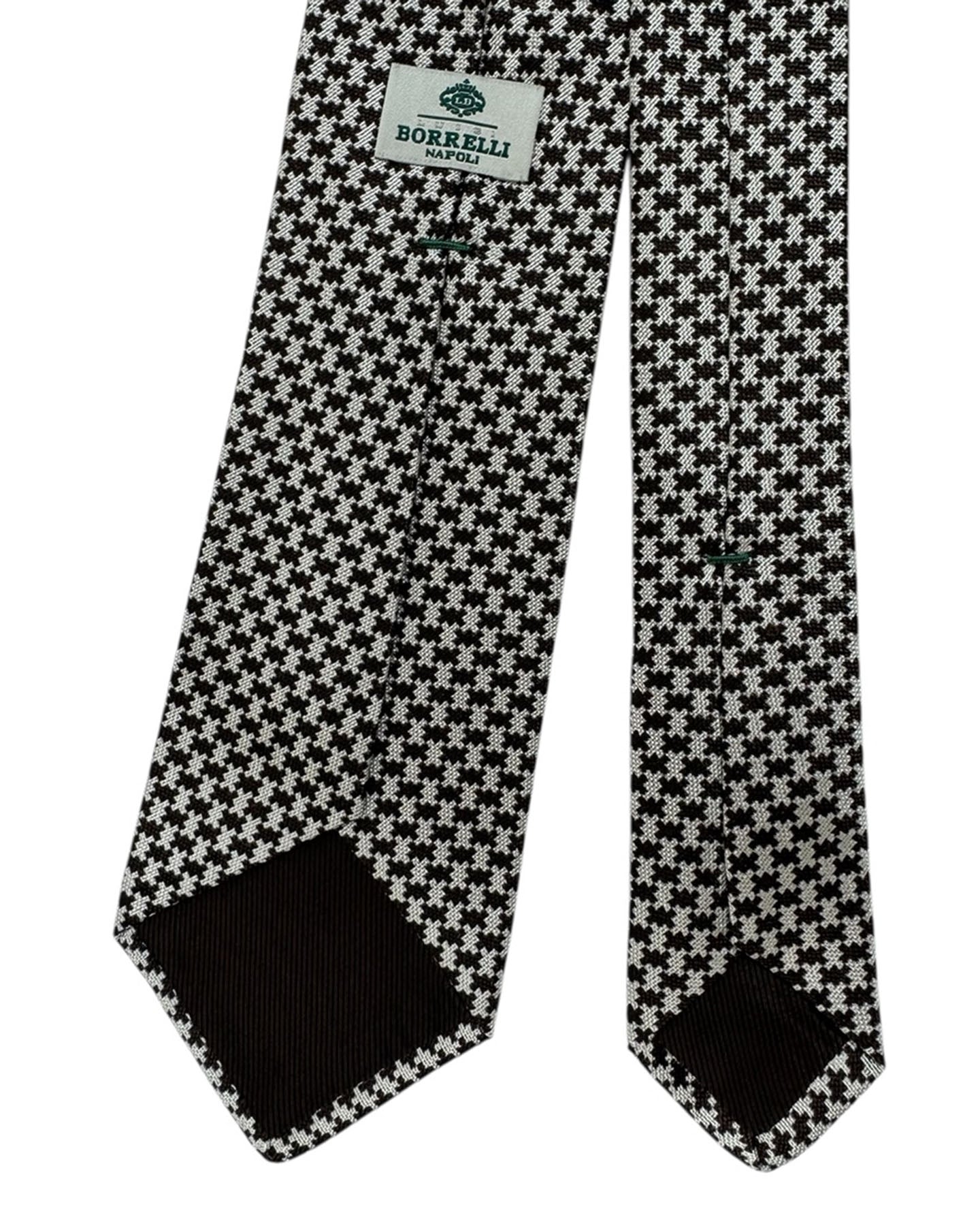 Luigi Borrelli Silk Tie Black Silver Geometric Design SALE