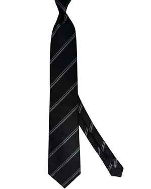 Tom Ford Tie Black & Gray Herringbone Stripes  - Wide Necktie