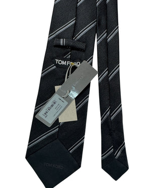 Tom Ford Tie  Black & Gray Chevron Stripe   - Wide Necktie