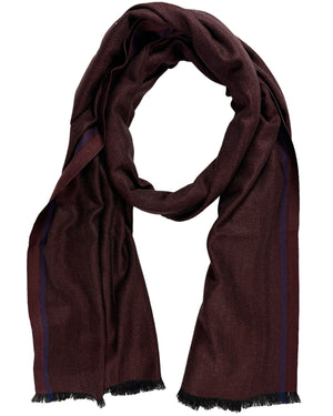 Agnona Scarf Dark Maroon Purple Stripe - Luxury Silk Shawl