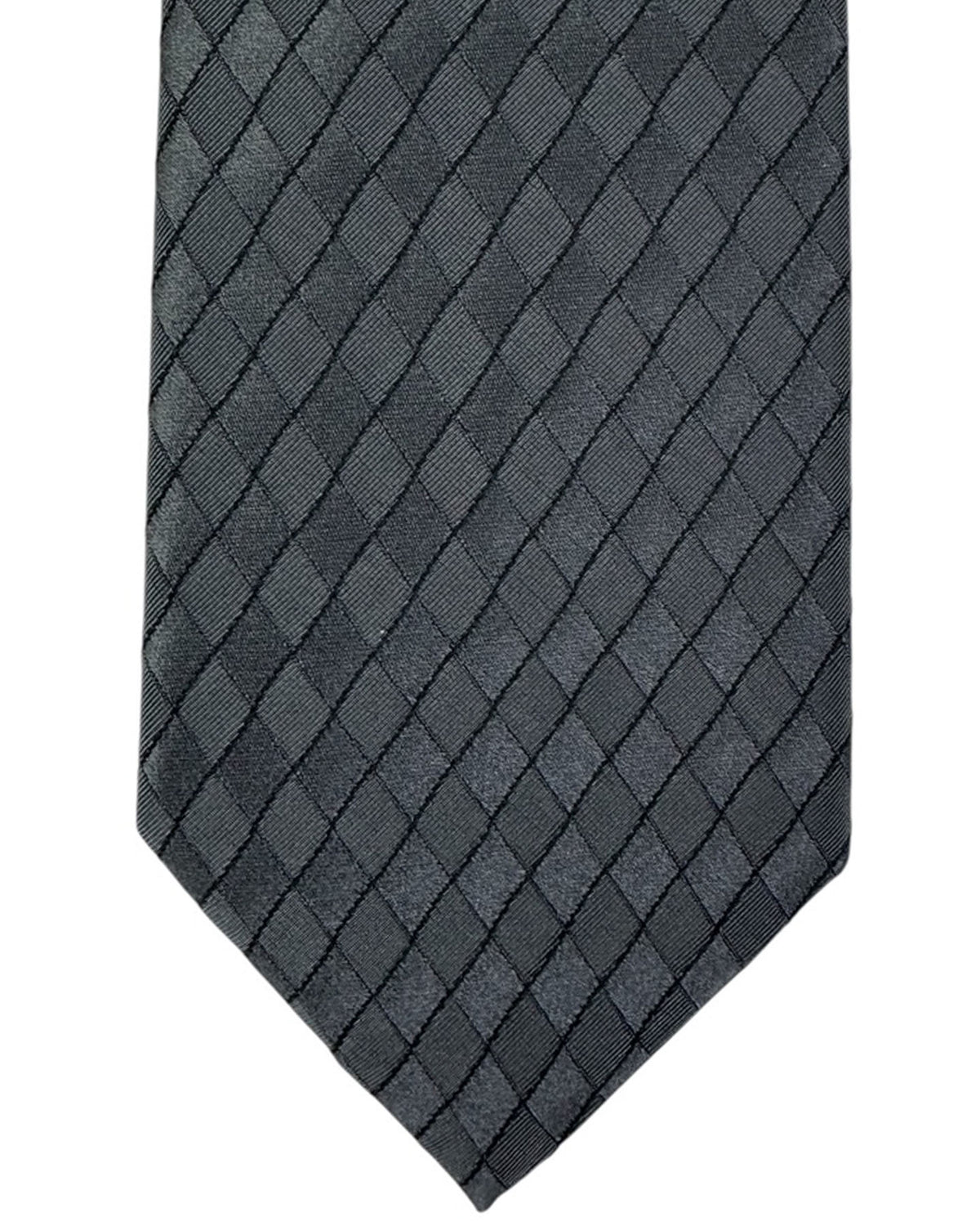Armani Necktie Charcoal Gray Diamond Grid