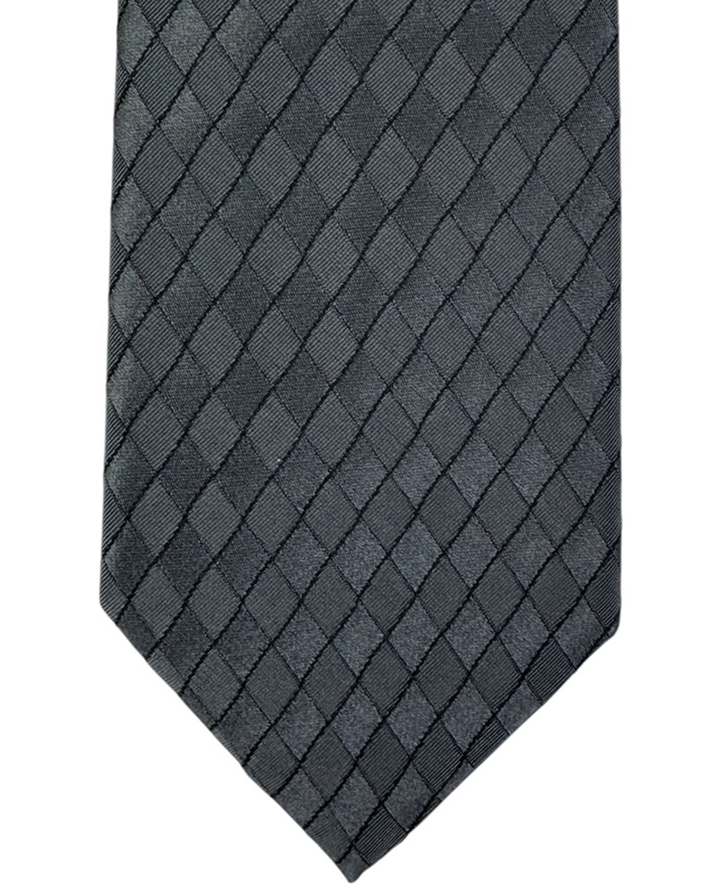 Armani Necktie Charcoal Gray Diamond Grid