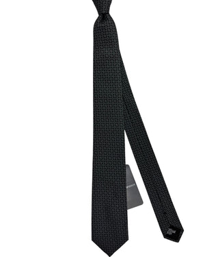 Armani Necktie Black Gray Interlocking Zigzag Geometric