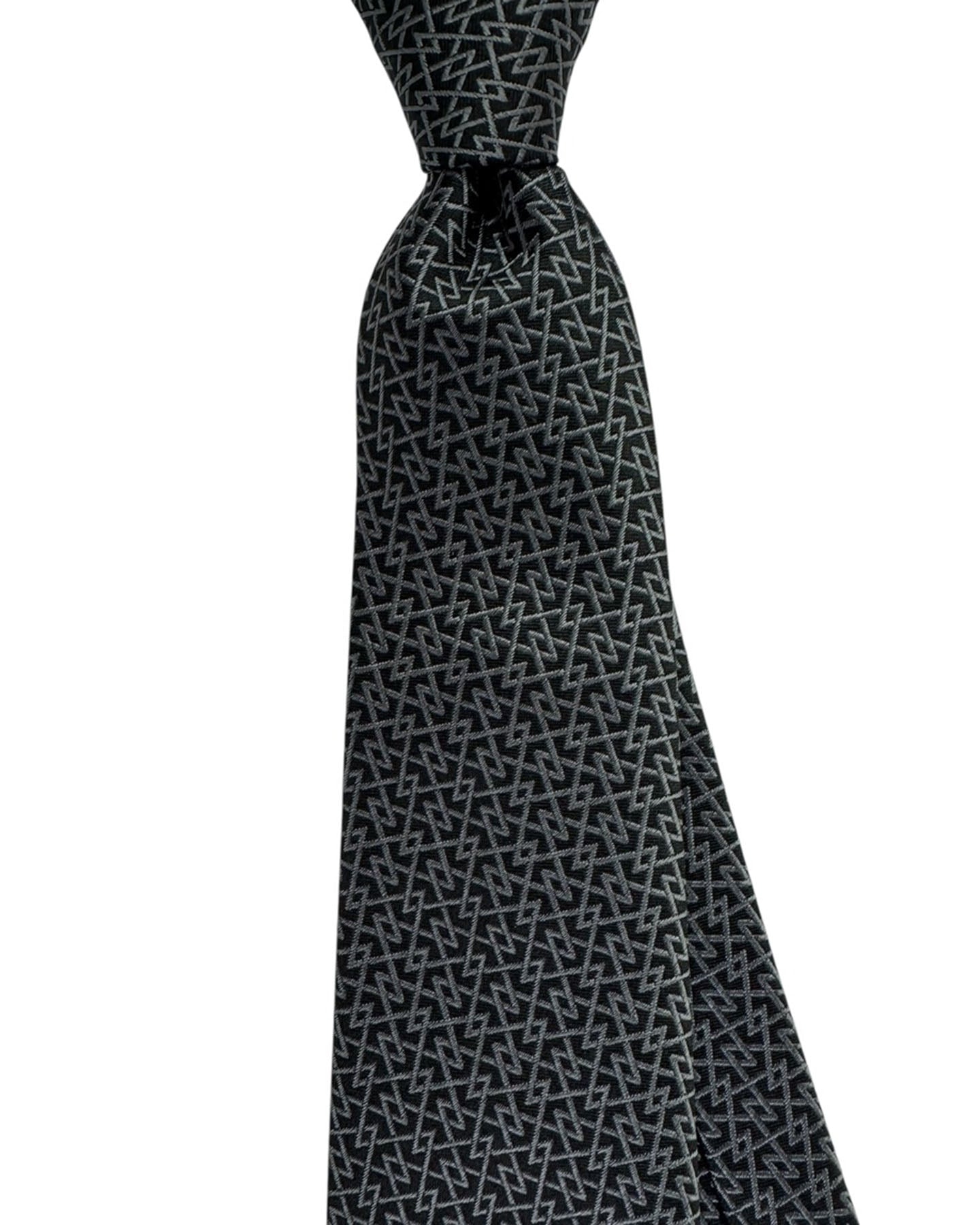 Armani Necktie Black & Grey Zigzag