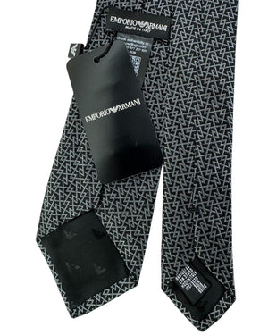 Armani Necktie Black & Grey Zigzag Monogram