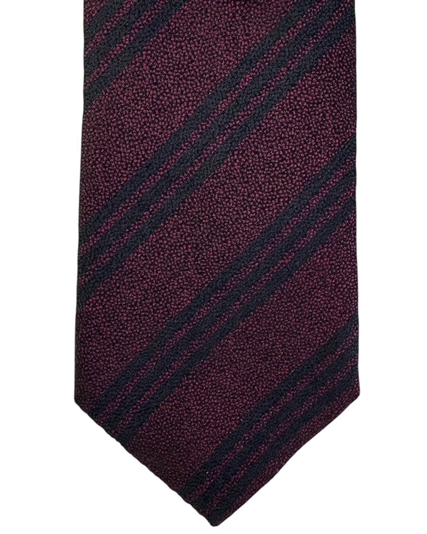 Armani Tie Black Bordeaux Textured Stripes