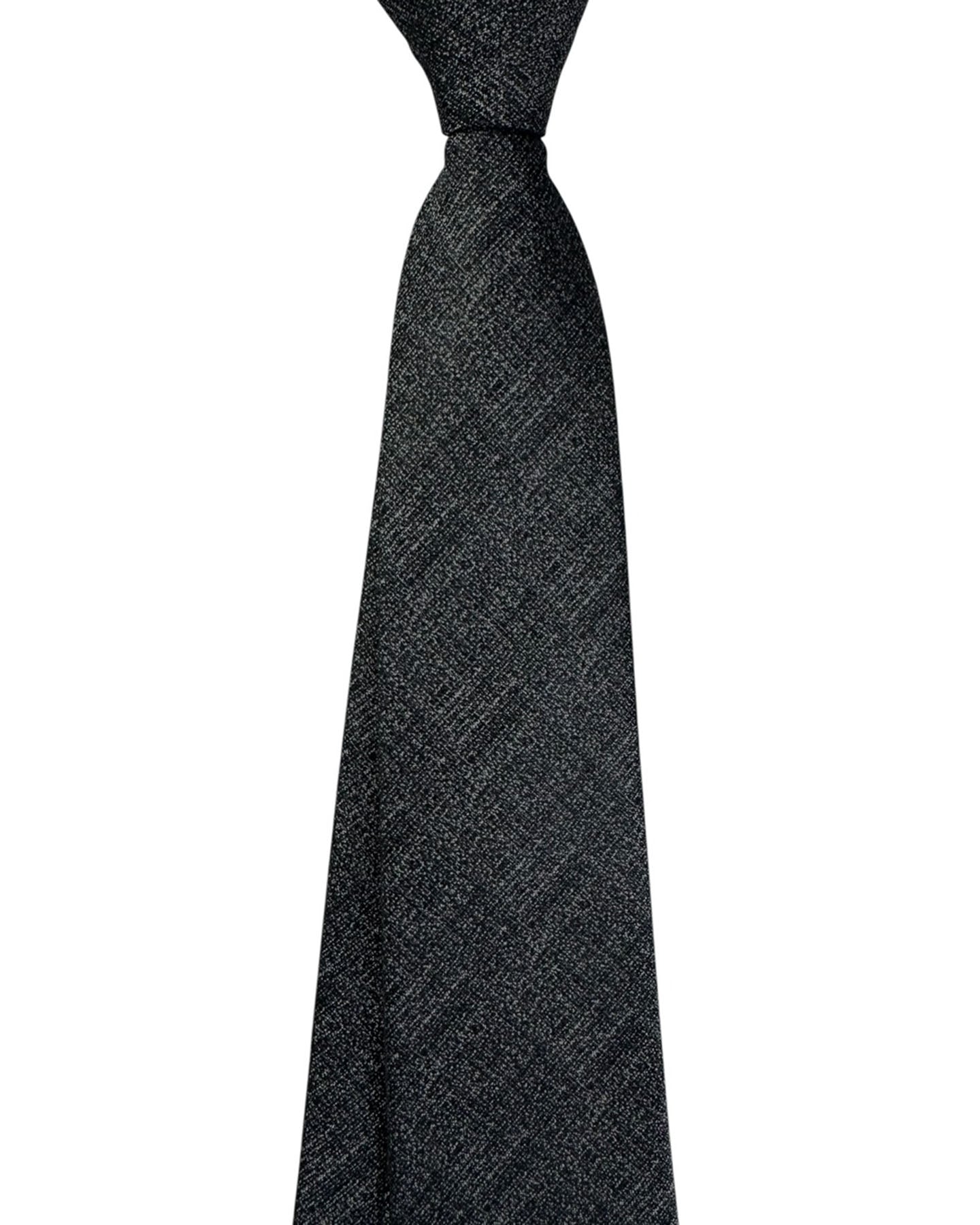 Armani Necktie Charcoal Gray Speckled Weave