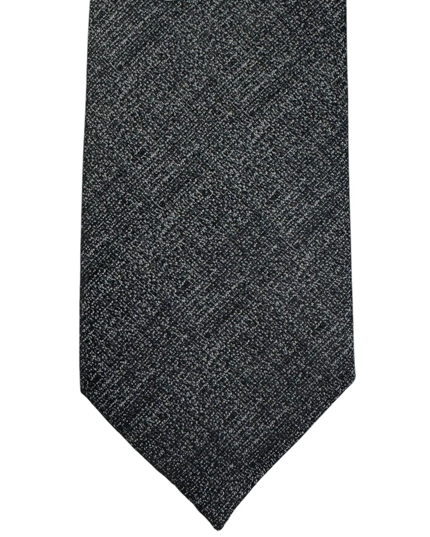 Armani Necktie Charcoal Gray Speckled Weave