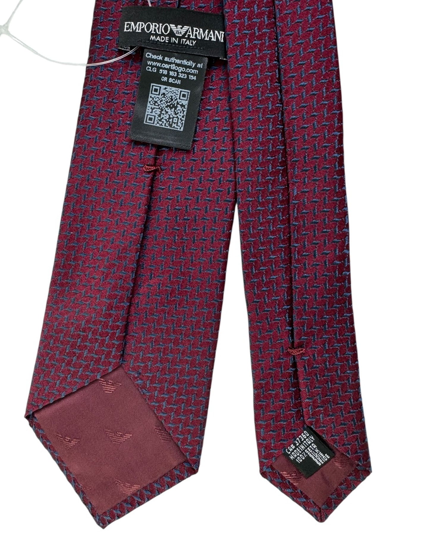 Armani Tie Maroon Metal Blue Pattern