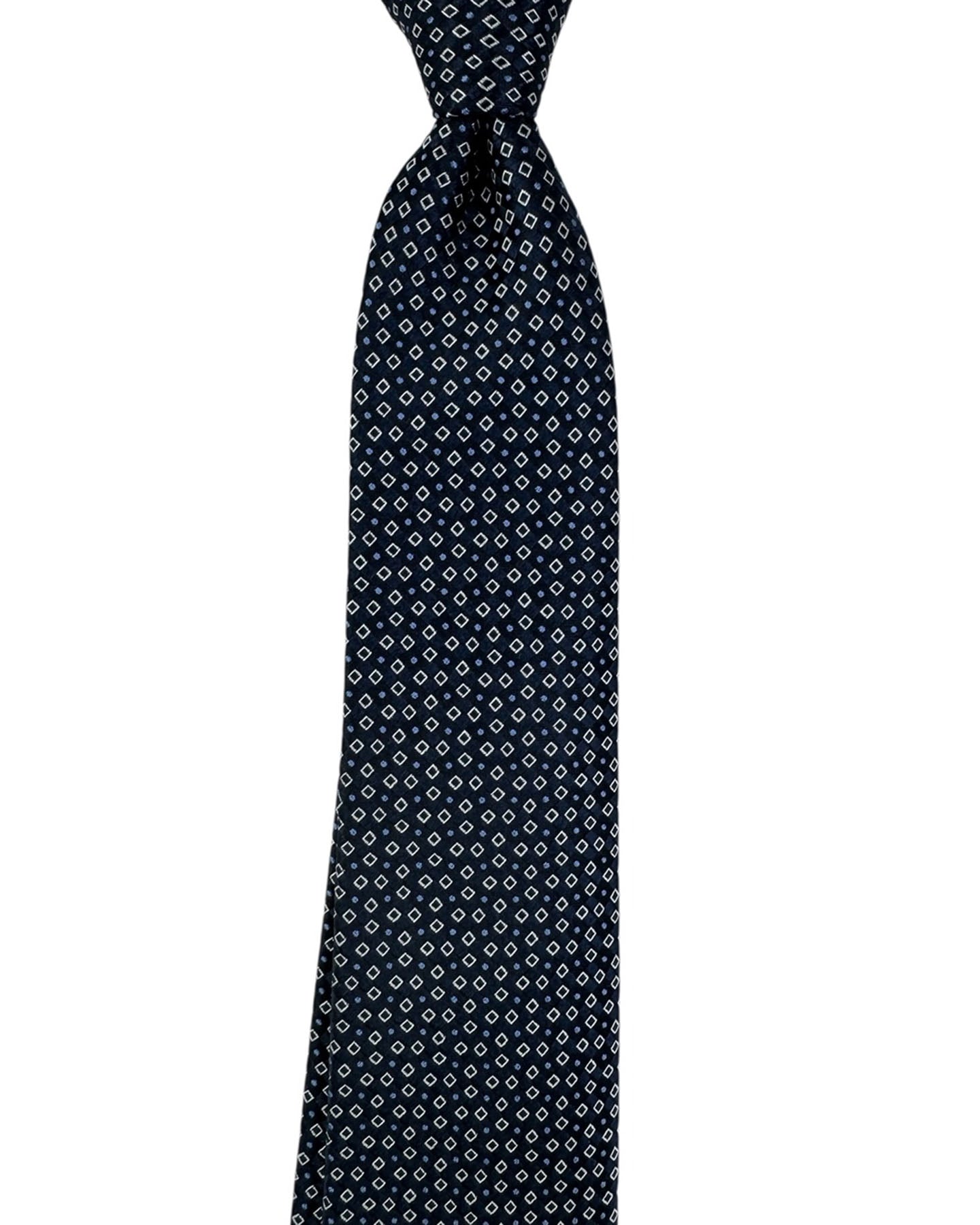 Armani Tie Navy Diamond Grid Microprint