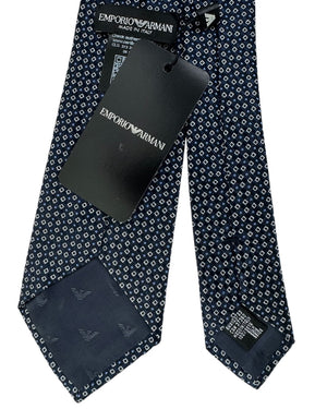 Armani Tie Navy Diamond Grid Microprint