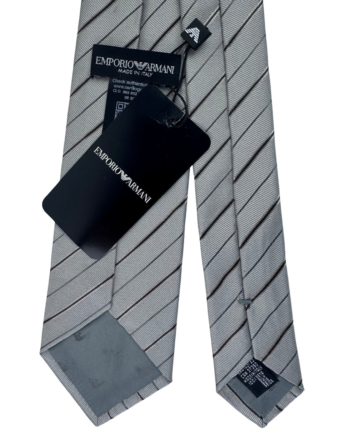Emporio Armani Tie Gray Diagonal Stripe Pattern