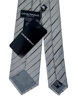 Emporio Armani Tie Gray Diagonal Stripe Pattern