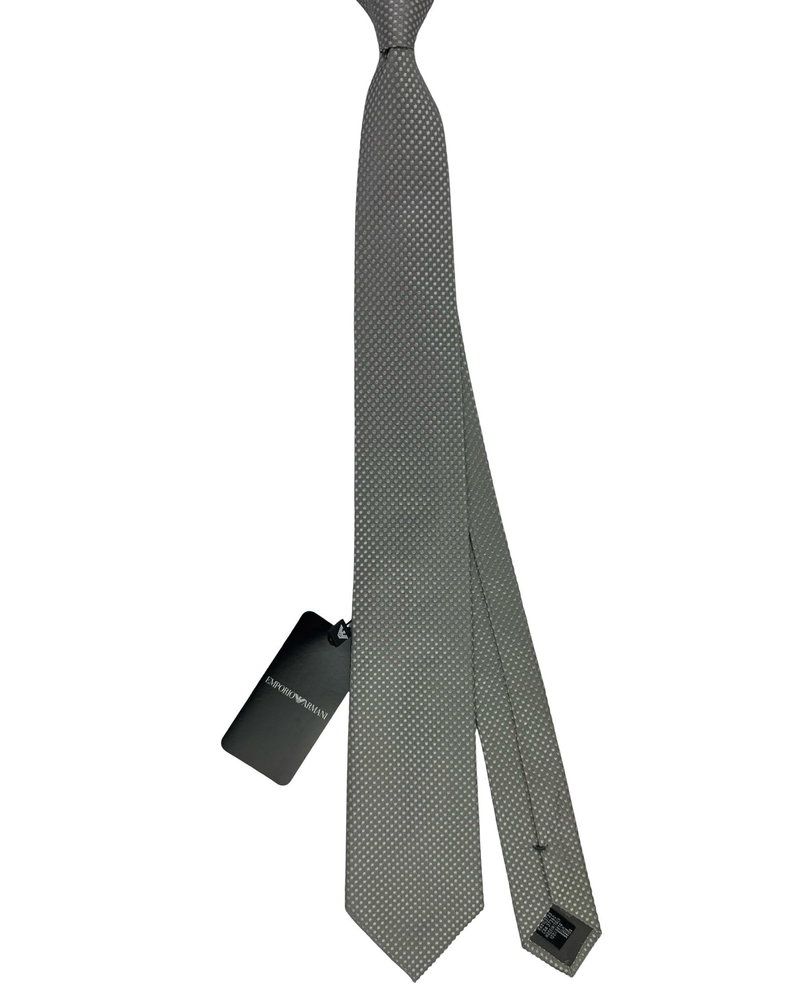 Armani Tie Gray Silver Dotted Design