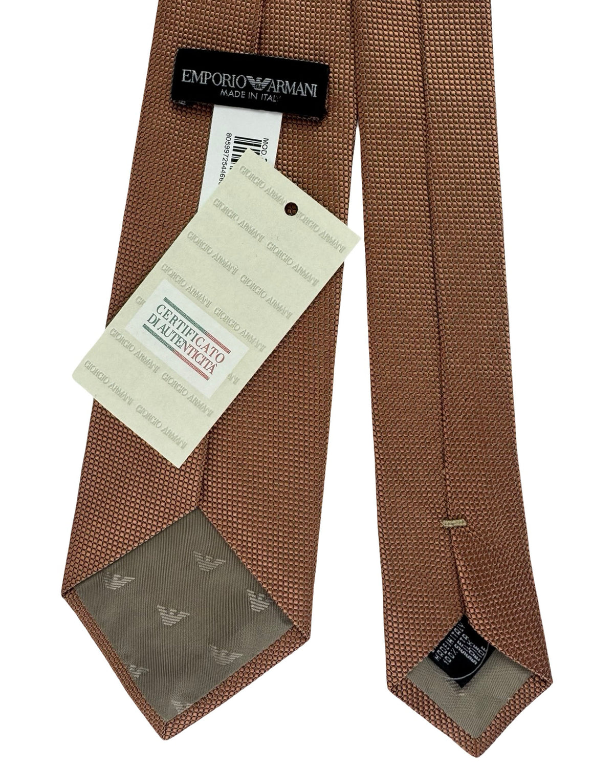 Emporio Armani Tie Orange Gray Grid
