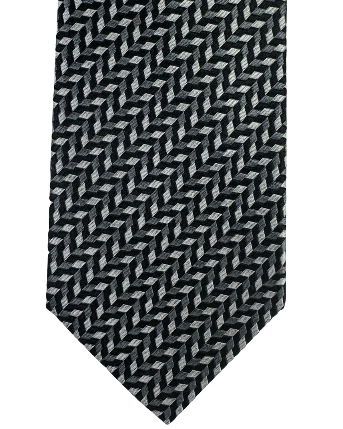 Armani Tie Black Gray Geometric Pattern
