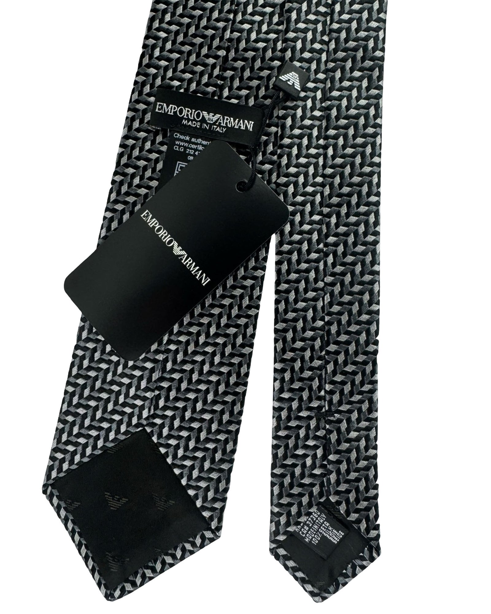Armani Tie Black Gray Geometric Pattern