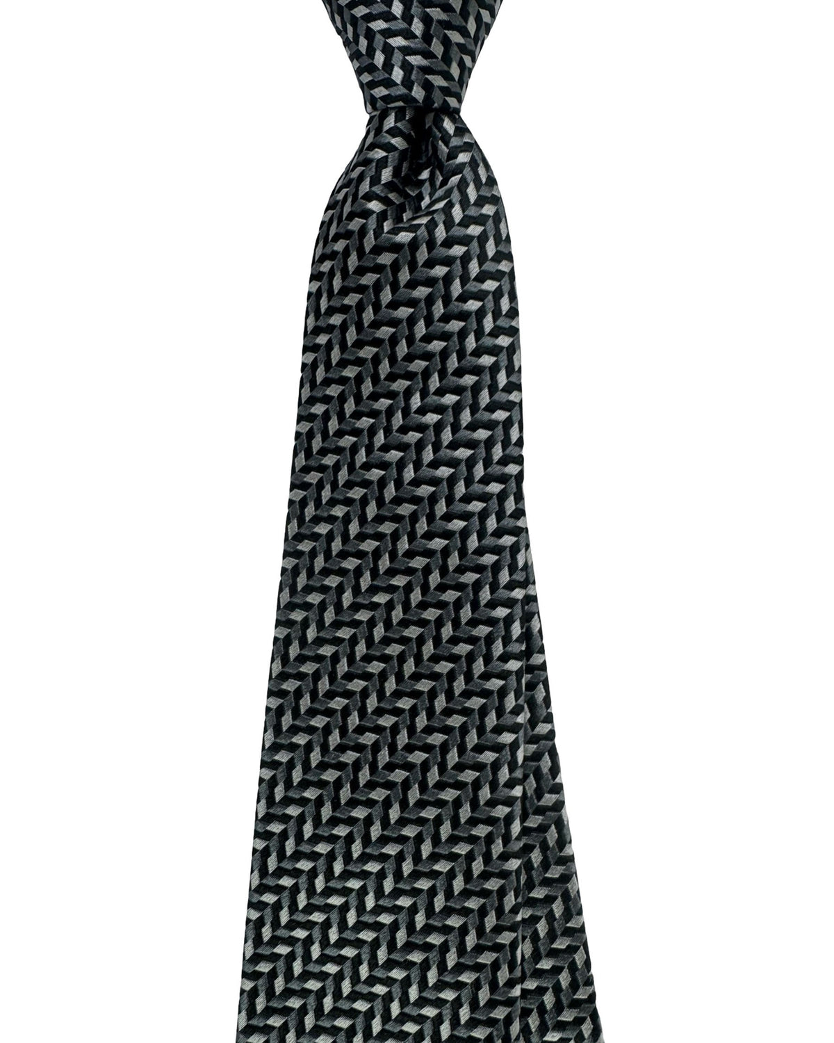 Armani Tie Black Gray Geometric Pattern
