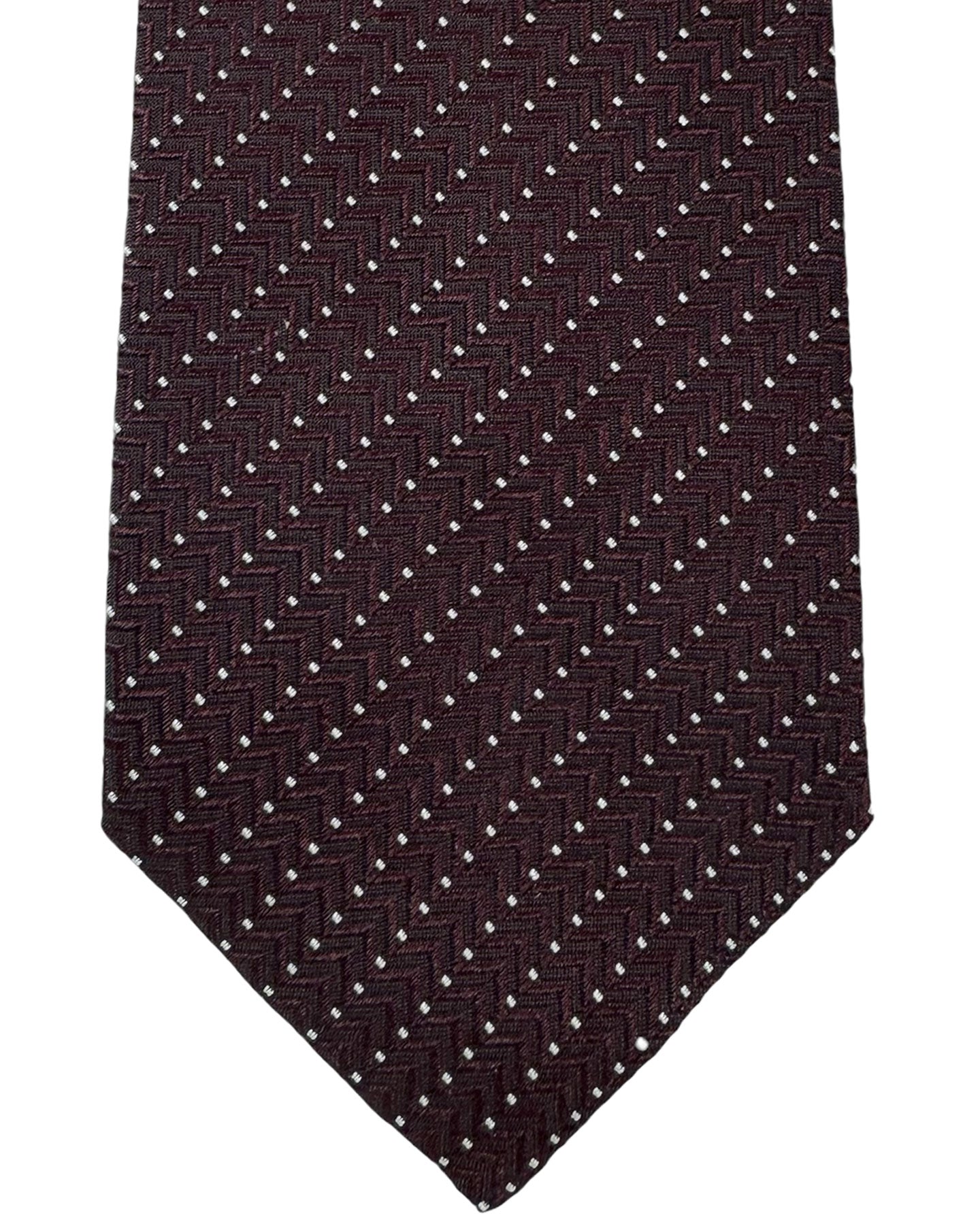 Armani Silk Tie Maroon Silver Stripes