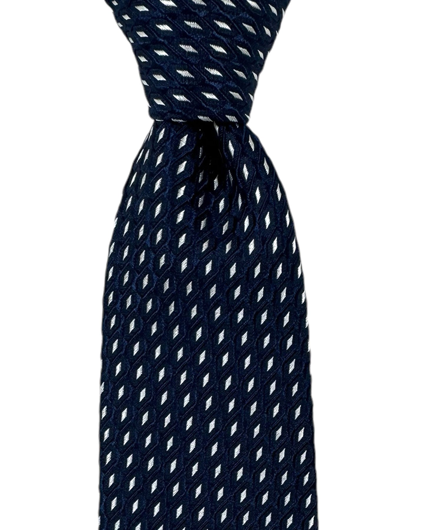 Armani Silk Tie Dark Blue White Diamonds