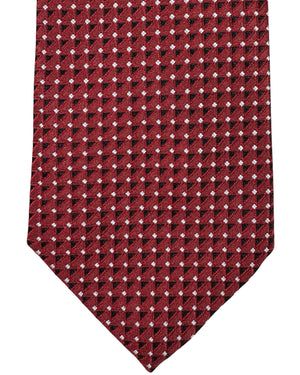 Armani Silk Tie Dark Red white Geometric