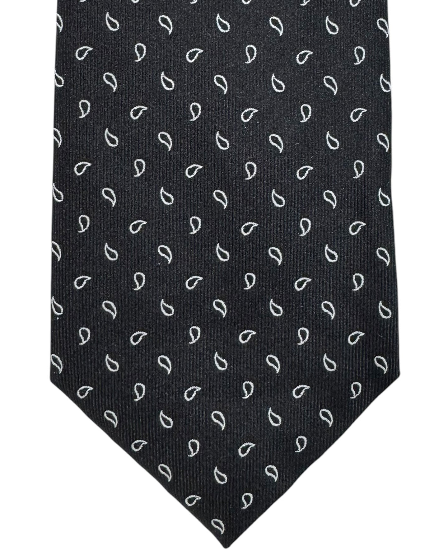 Armani Silk Tie Black Silver Mini Paisley - Emporio Armani