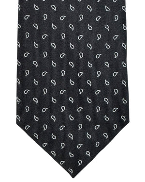 Armani Silk Tie Black Silver Mini Paisley - Emporio Armani