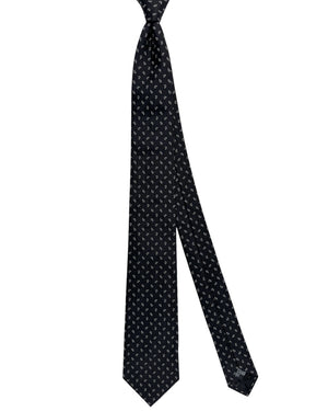 Armani Silk Tie Black Silver Mini Paisley - Emporio Armani