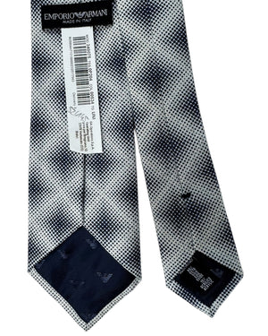 Armani Silk Tie White-Silver Midnight Blue Design - Emporio Armani