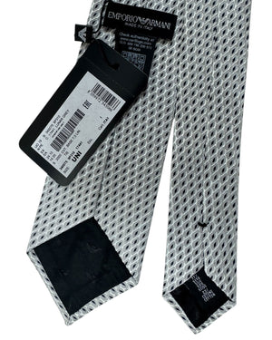 Armani Tie Solid Gray Silver Geometric