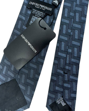 Armani Tie Charcoal Gray Geometric