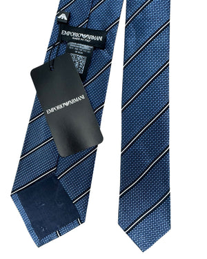 Shop Armani Silk Tie Blue Stripes