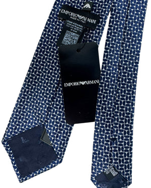 Armani Tie Midnight Blue Gray Geometric