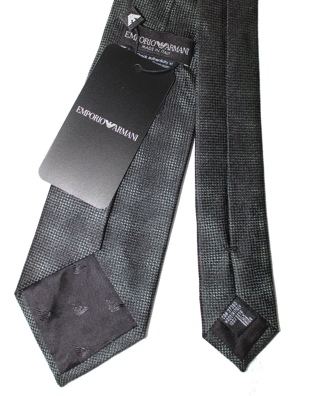 Armani Silk Tie Gray Black Faded Damier Design