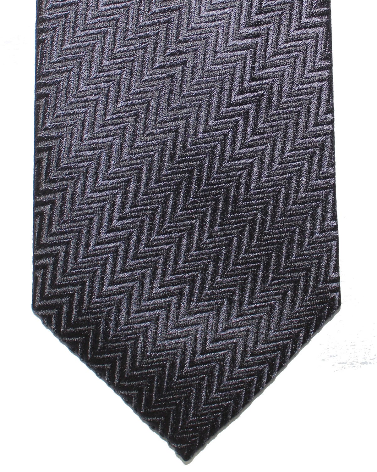 Armani Silk Tie Gray Herringbone Design