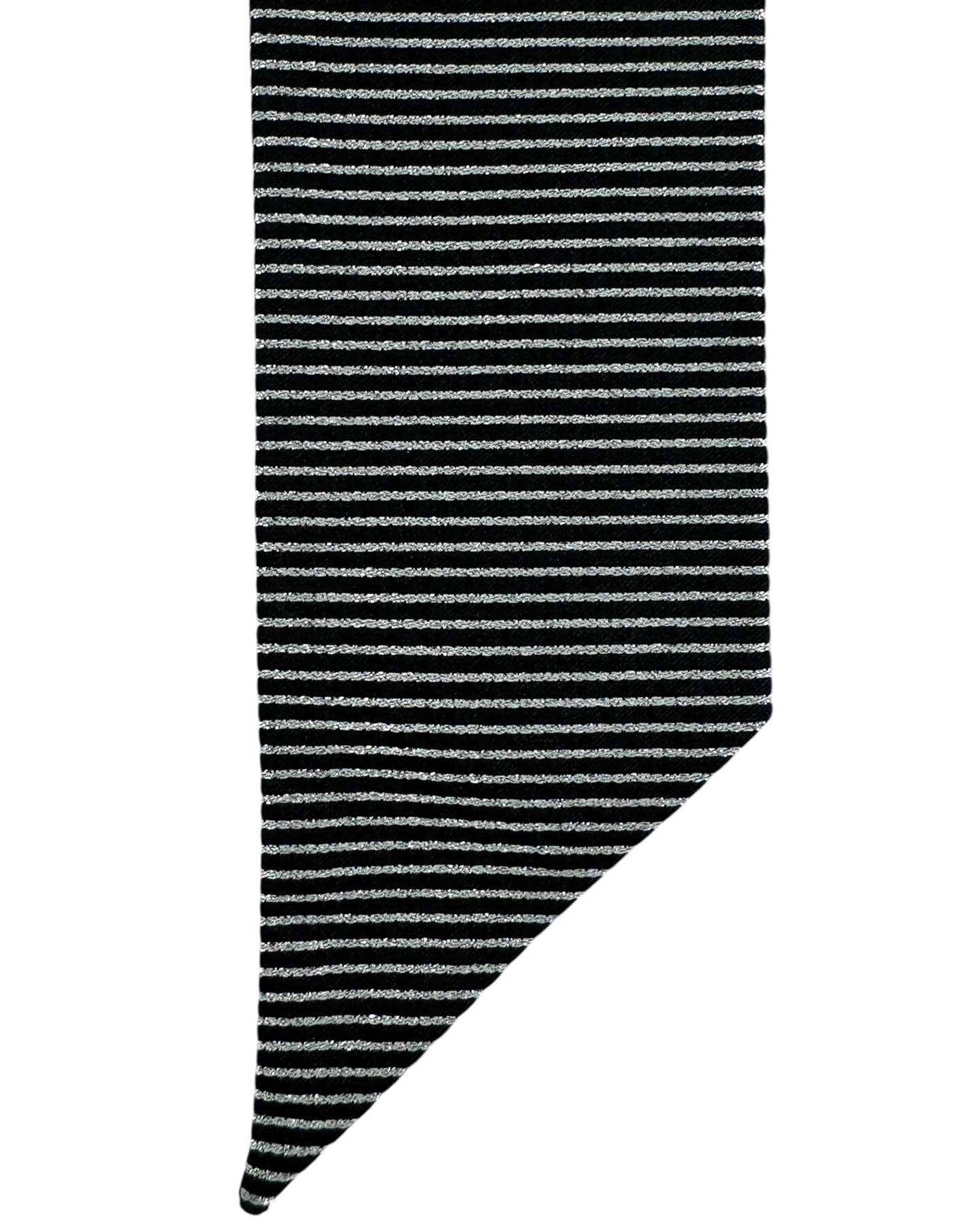 Armani Silk Tie Skinny Black Silver Stripes - Special Edition SALE