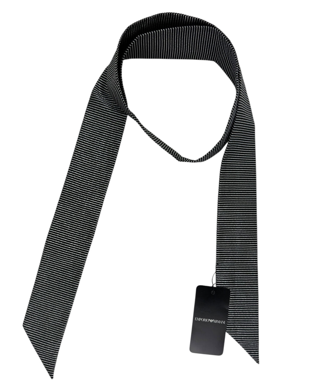 Armani Silk Tie Skinny Black Silver Stripes - Special Edition Neck Scarf SALE
